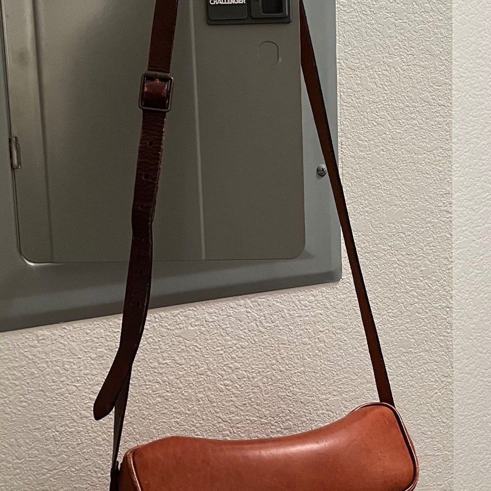 Vintage Fossil Brown Leather Crossbody Camera Box Bag Purse - Picture 8 of 8